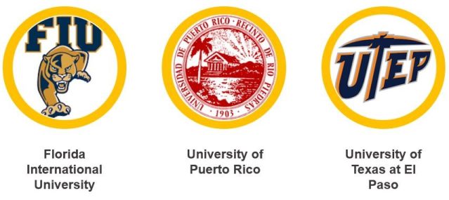 Florida International University, University of Puerto Rico, and University of Texas at El Paso logos.