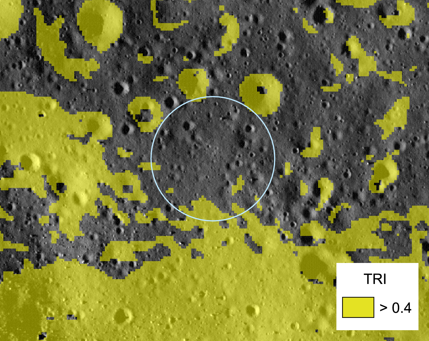 Map of the landing site Terrestrial Ruggedness Index (TRI)