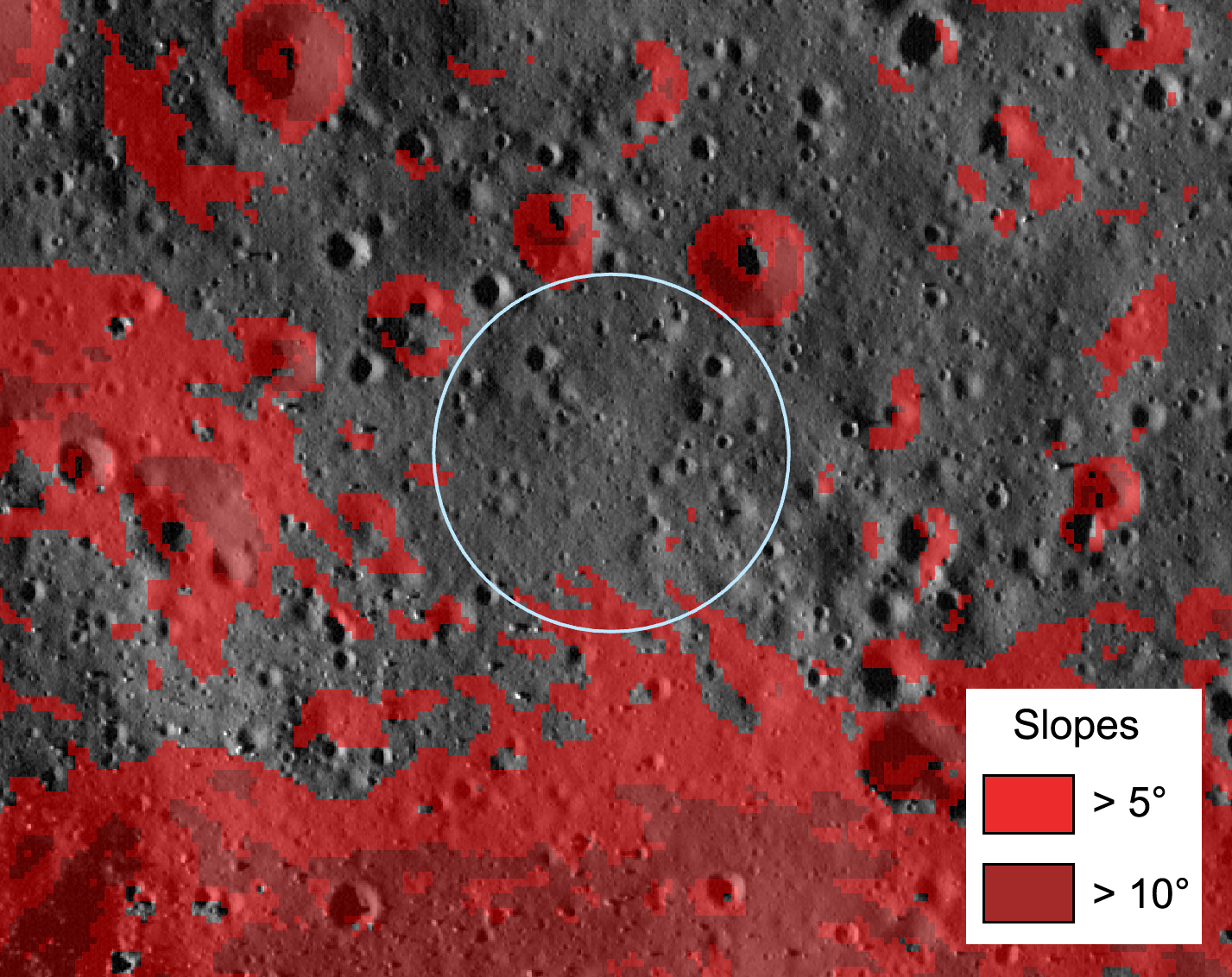 Map of landing site slopes