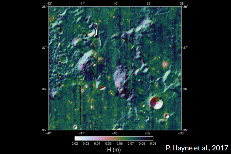 Infrared map showing thermal inertia of regolith