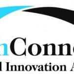 Logo of techconnect national innovation award featuring a curved blue and black swoosh with a red star above the text.