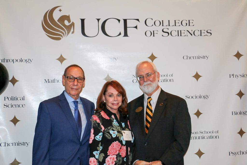 Art (left) and Shirley (middle) Sotloff along with College of Sciences Dean Michael D. Johnson