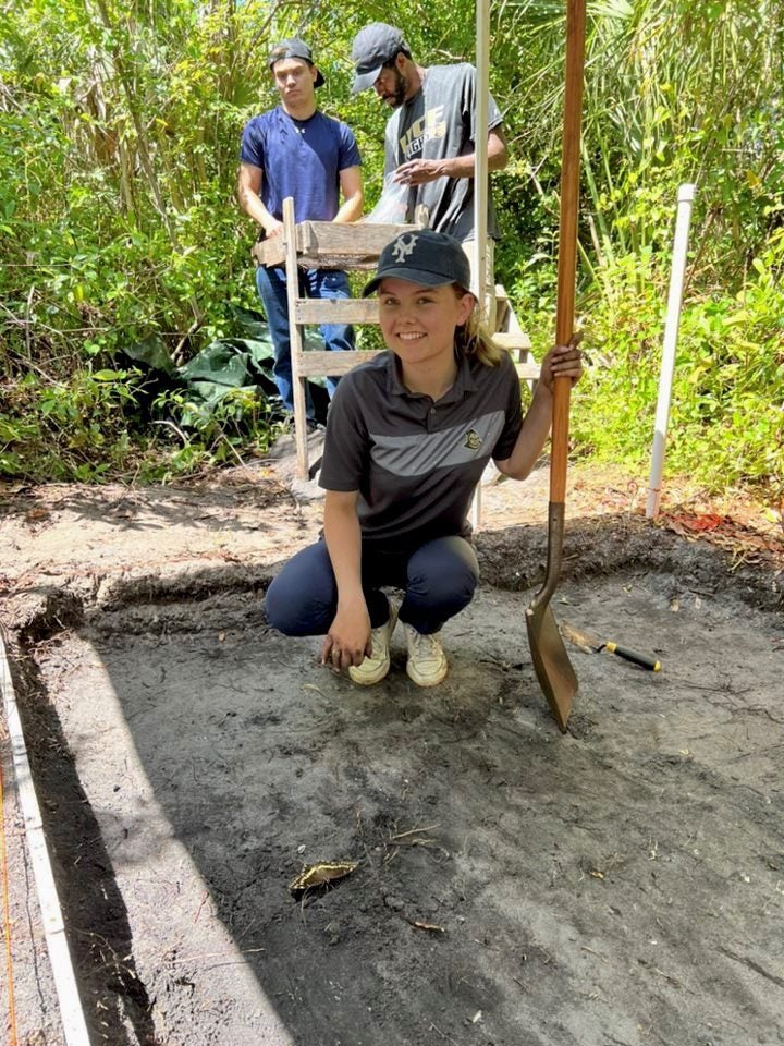 Anthropology student Emily Tyler conducting research