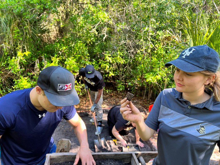 Anthropology student Emily Tyler conducting research in the field