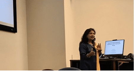 Monica Singhania, Ph.D. delivering lecture 