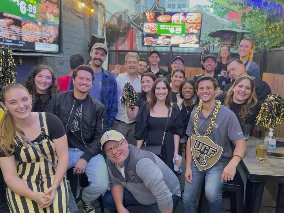 Group of UCF alumni at Los Angeles Alumni Club watch party in Hollywood 