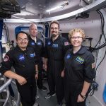 The HERA Mission 11 crew from 2016 ( left to right) Emmanuel Urquieta, Daniel Surber, Kyle Foster and Tess Caswell. (Photo courtesy of NASA)