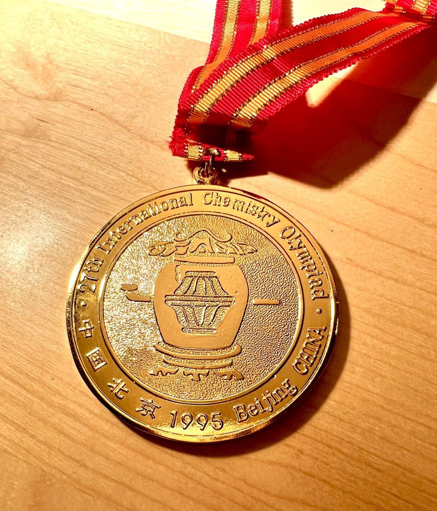 Luca Argenti's gold medal for the 27th international Chemistry Olympiad