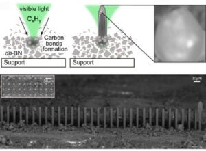 Patterned carbon grown photocatalytically