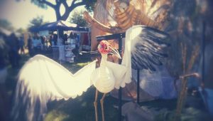 A sandhill crane puppet at the Central Florida Veg Fest.