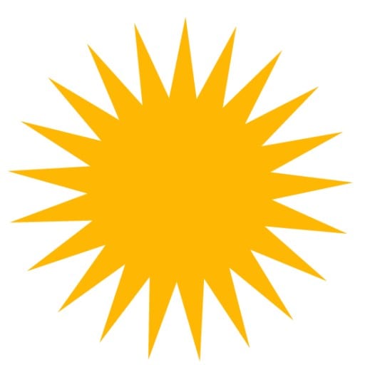 A yellow sun icon on a white background.