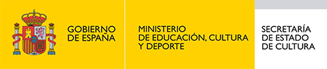 Logo of the Spanish government, including the Ministry of Education, Culture, and Sport, and the State Secretariat for Culture, on a yellow background.