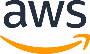 The image shows the AWS logo with lowercase letters "aws" in black above a curved orange line ending in an arrow.