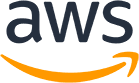The AWS logo with lowercase black letters "aws" above an orange curved arrow pointing right.