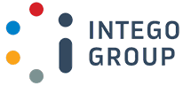 Logo for Intego Group featuring a stylized letter "i" with four colored dots forming a partial circle and the company name in bold blue letters to the right.