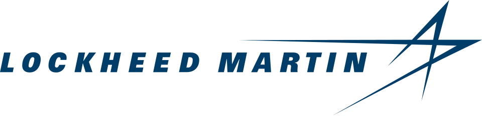 Lockheed Martin logo with blue text and a stylized star design on a light background.