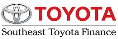 The image shows the Toyota logo next to the word "TOYOTA" in red, with "Southeast Toyota Finance" written below in black.