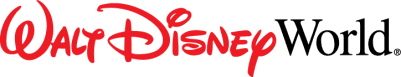 Walt Disney World logo featuring "Walt Disney" in red script and "World" in black serif font on a light background.