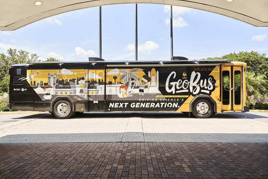 GeoBus mobile lab parked at University of Central Florida.